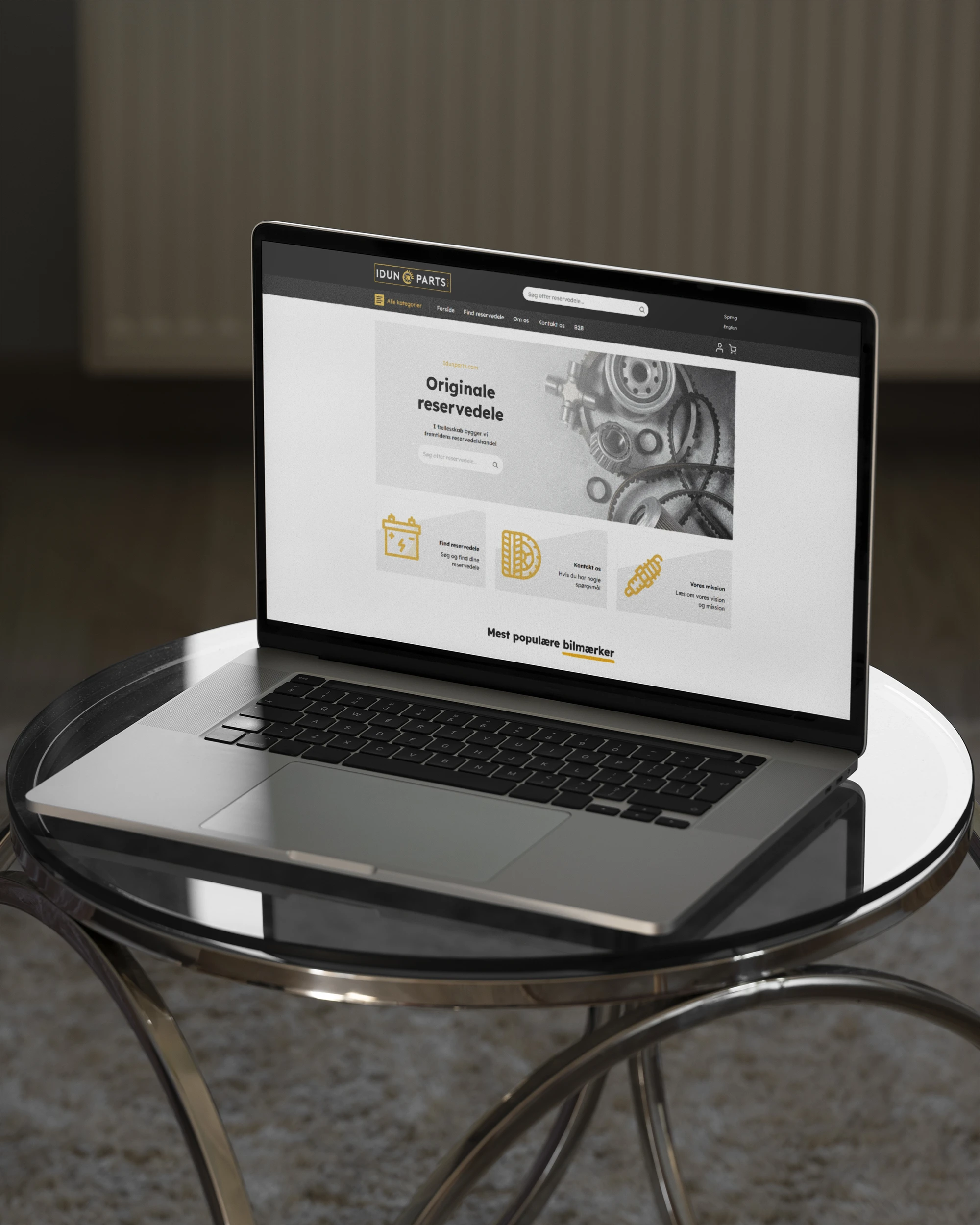 Idunparts.com hjemmeside og webshop mockup