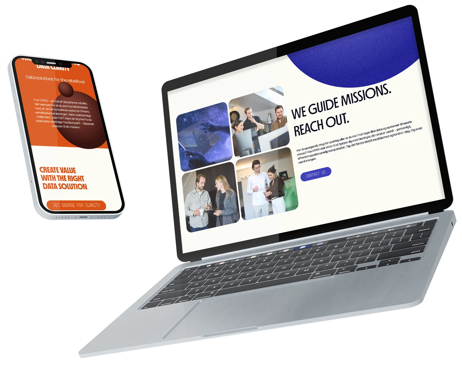 OTARI hjemmeside i en mockup, responsivt design